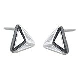 Helen de Lete Simple Pattern Minimalist Simplified 3D Triangle Sterling Silver Stud Earrings