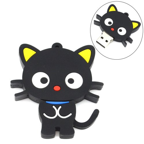 16GB Cat USB Flash Drives U-Disk (Black)