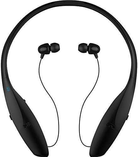 Bluetooth Headphones Pianogic HB-900D V4.0 Music Sport Wireless Neckband Magnetic Stereo Noise Cancelling Sweatproof Bluetooth Headset Retractable Earbuds and Call in Vibration Reminder (Black)