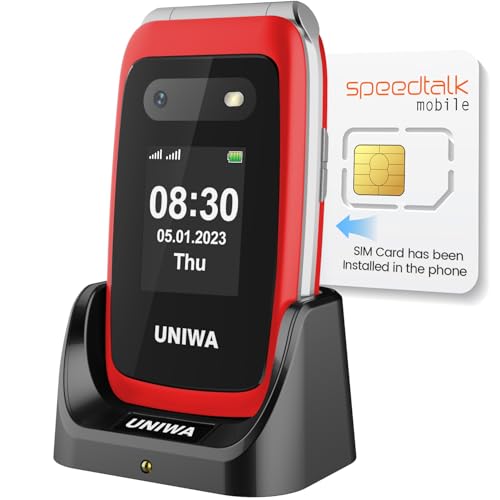 Mosthink 4G Unlocked Flip Cell Phone for Seniors with Speed Talk SIM Card, SOS Big Button Basic Cell Phone for Elderly, 2.4'' HD Display, Clear Sound, 1450mAh Battery with Charging Dock