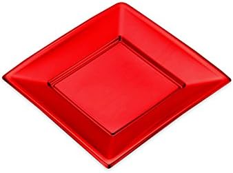 Square plastic plates - Color Metallic Red - 17 x 17 cm - 4 units