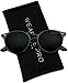 WearMe Pro Classic Small Round Retro Sunglasses, Black Frame/Black Lens