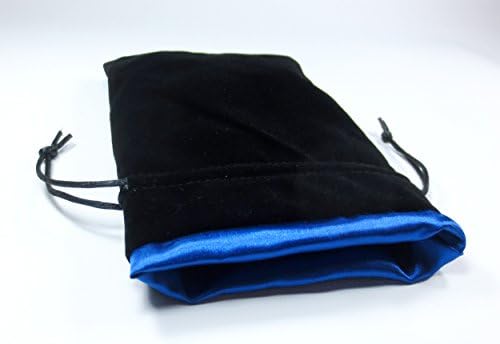 5x8 Blue Ice Premium Black Velvet Dice Bag with Strong Blue Satin Lining (Dice Bag Capacity is 15 Sets / 100 Dice / 1 Pound of Dice)