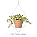 Mkono Boho Hanging Planter, Set of 2 Metal Plant Hanger with Plastic Pots, Modern Mid Century Flower Pot Plant Holder in Diamond and Circle Shape, Fits 6 Inch Planter (Pots Included), White