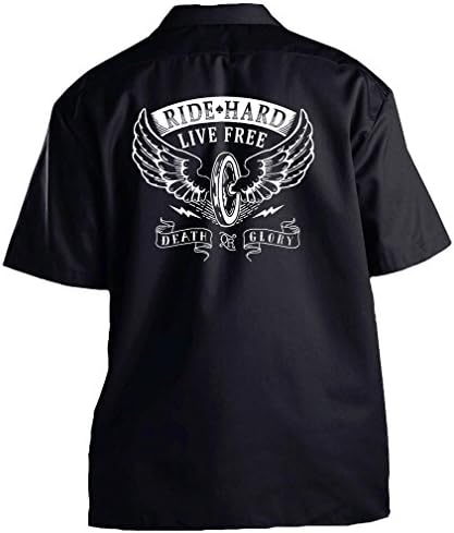 GearHead Ride Hard Live Free Biker Garage Work Shirt 2X-Large Datk Grey