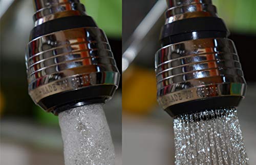 Flexible Faucet Sprayer Attachment 360 ° Aerator Extender Stainless Steel Polished Chrome for Kitchen Sink Bathroom Taps Cold Hot Water (Silver)