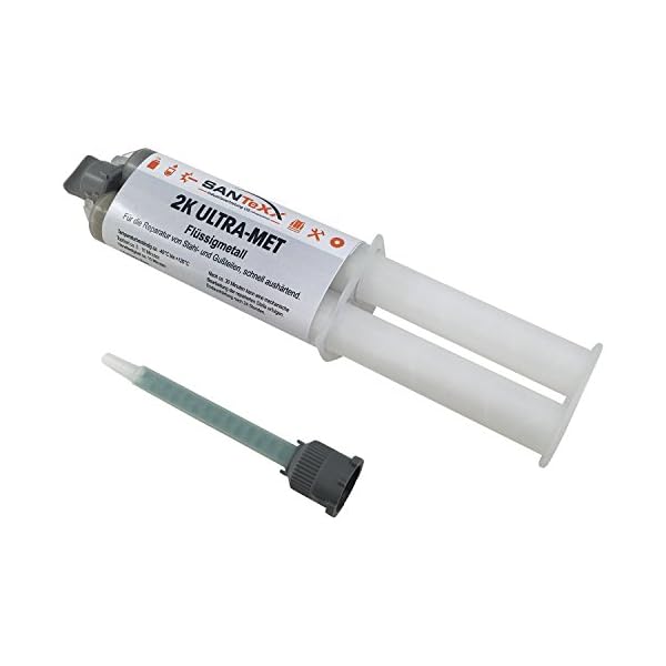 Flüssigmetall 2K ULTRA-MET Profi-Reparaturkleber für Stahl, Metall & Guss von SANTeXX®