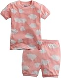 Vaenait Baby Kids Girls 2pcs Short Sleeve Pajama Sleepwear Set Sweet Claud Pink