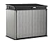 Keter Elite Store 4.6 x 2.7 Resin Outdoor Storage Shed with Floor for Trash Cans and Yard Tools, Grey & Black
