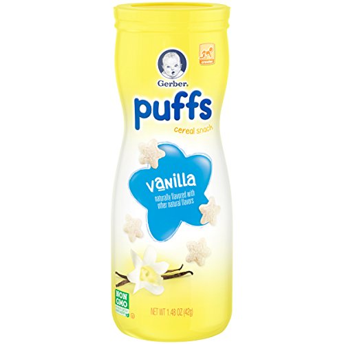 Gerber Graduates Puffs Cereal Snack, Vanilla, Naturally Flavored with Other Natural Flavors, 1.48 Ounce, (Pack of 6)
