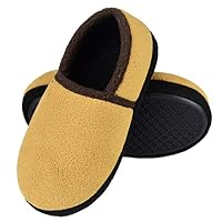 RliliR Ever Big Kids Memory Foam Comfy Slippers Anti-Slip Slip-on House Slippers Size 1-2 Beige
