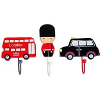 Handcrafted Wooden London Bus Taxi Guard Coat Hooks Hangers Pegs by Tinkie Toys, Room Decor for Kids Girls Boys Bedroom