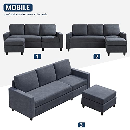 JY QAQA Convertible Sectional Sofa Couch with Chaise Modern Linen Fabric,78'' LShaped Couch 4