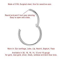 10g 10mm Septum Ring Seamless Septum Clicker Septum