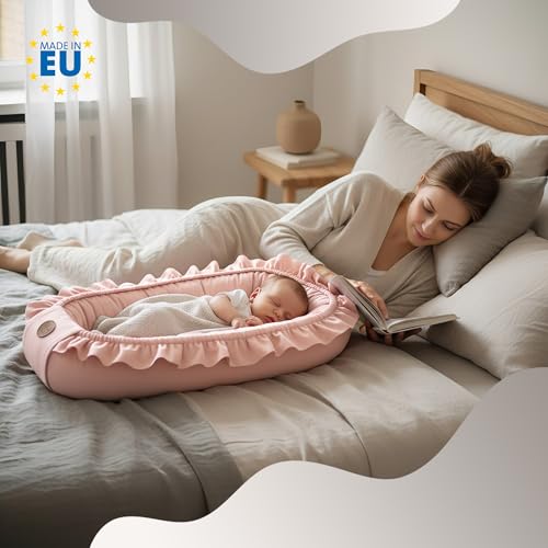 Baby Bed Reducer – 90 x 50 cm Baby Nest Transportable for Babies Nest Crib Pod Cocoonababy Babynest Anti-suffocation Dirty Pink