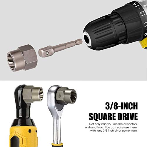 Topec 18Piece Stripped Nut Remover, 3/8” Drive Impact Extractor Set, Damaged Bolt Nut Remover