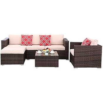 Amazon Com Polar Aurora 6pcs Outdoor Patio Sofa Set Pe Rattan