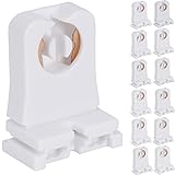 Non-shunted Turn Type T8 Lamp Holder JACKYLED 12-Pack UL Socket Tombstone for LED Fluorescent Tube Replacements Medium Bi-pin Socket for Programmed Start Ballasts
