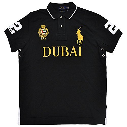 Polo Ralph Lauren Mens Big Pony City Custom Mesh Polo (Polo Black Dubai, Small)