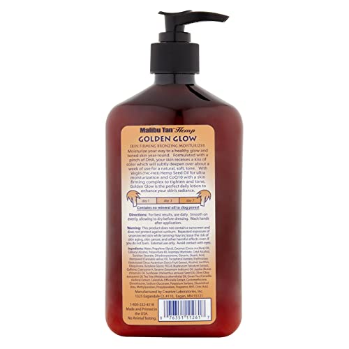 Malibu Tan Hemp Golden Glow Skin Firming Bronzing Moisturizer,18 fl oz