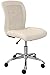Serta Essential Armless TaskChair, Small Desk Chairs with Wheels, Breathable Mesh Back and Faux Leather, Quality Foam Cushion Seat for Comfort, Minimal Design for Vanity Table, Cream White