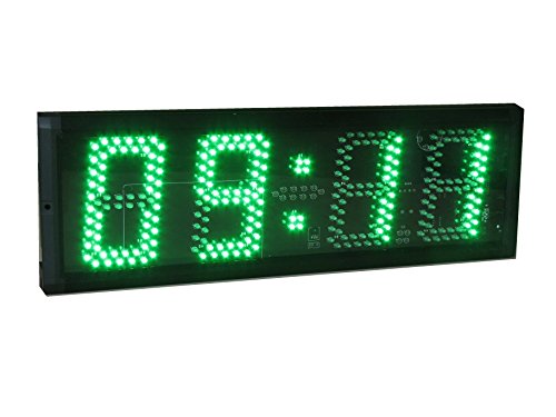 AZOOU Large 5-inch 4 Digits LED Race Timing Clock Countdwon or Up Timer 12/24 Hours Minutes Clock with IR Remote Control Green Color