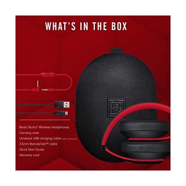 Beats-Studio3-Wireless-Noise-Cancelling-Over-Ear-Headphones-Apple-W1-Headphone-Chip-Class-1-Bluetooth-Active-Noise-Cancelling-22-Hours-Of-Listening-Time-Defiant-Black-Red Beats Studio3 Wireless Noise Cancelling Over-Ear Headphones - Apple W1 Headphone Chip, Class 1 Bluetooth, Active Noise…