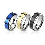 BodyJ4You Ring Set Spinner Bands Stainless Steel Two-Tone Rings - 3 Pieces Value Pack