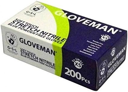 2 Boxes of Gloveman Blue Nitrile (200s) Gloves (400 Total) - Small