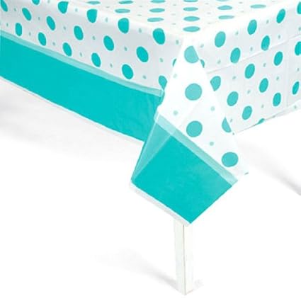 Amazon Com Plastic Blue Polka Dot Baby Shower Tablecloth Toys