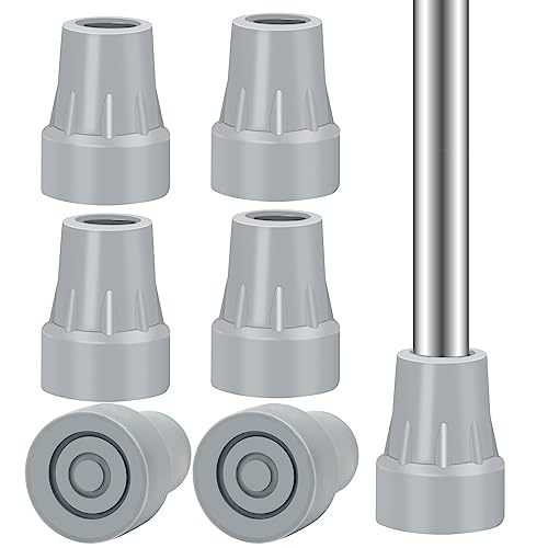 6 Pack Crutch Tips, AHIER 7/8 inch Heavy Duty Non Slip Rubber Cane Tips, Replacement Crutch Feet Cap