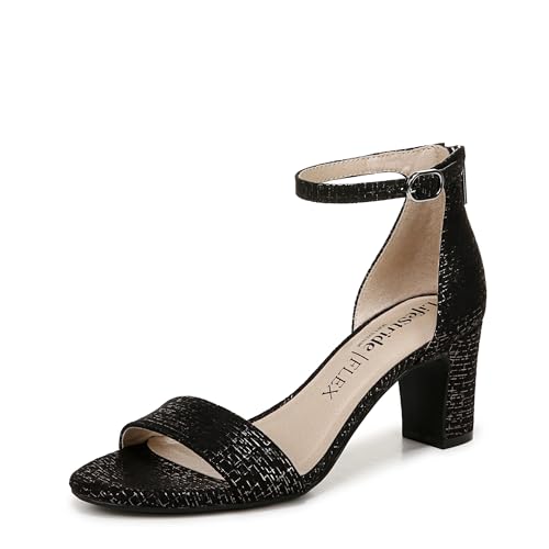 LifeStride Womens Florence Ankle Strap Block Heel Dress Sandal Gunmetal Multi 9…