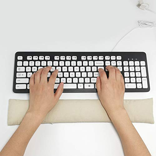 Keyboard Wrist Rest and Ergonomic Mouse Pad Set White Massage Ergobeads
