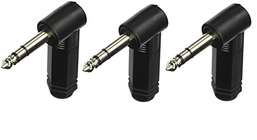 Audio2000'S ACC3120X3-1/4-inch TRS (Stereo) Female to 1/4-inch TRS (Stereo) Male Right-Angle Audio Adapters (3-Pack)