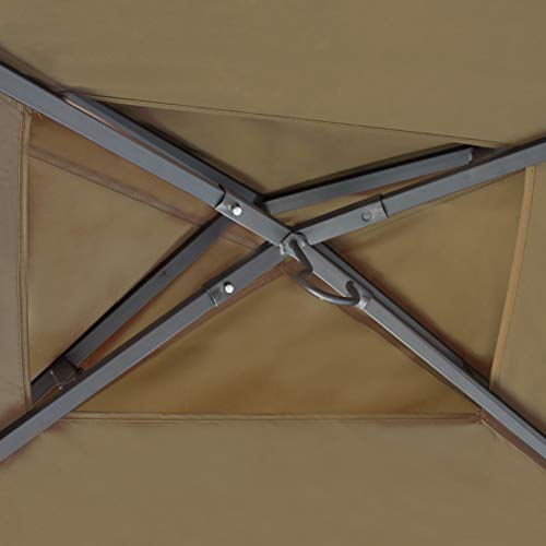 Keymaya 8'x5' Grill Gazebo Shelter for Patio and Outdoor Living BBQ Shelter Tent, Double Tier Soft Top Canopy and Steel Frame with Bar Counters, Bonus LED Light (Khaki)