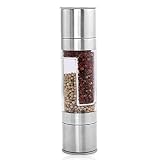 AJQI 2-IN-1 Stainless Double-ended Salt & Pepper Grinder, Silver