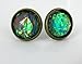 Antiqued Bronze-Tone Faceted Resin Cellophane Blue Stud Earrings 12mm