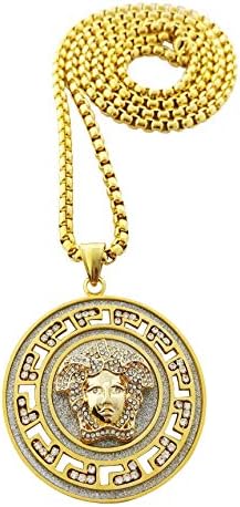 Exo Jewel Stainless Steel Medusa Medallion Pendant Necklace