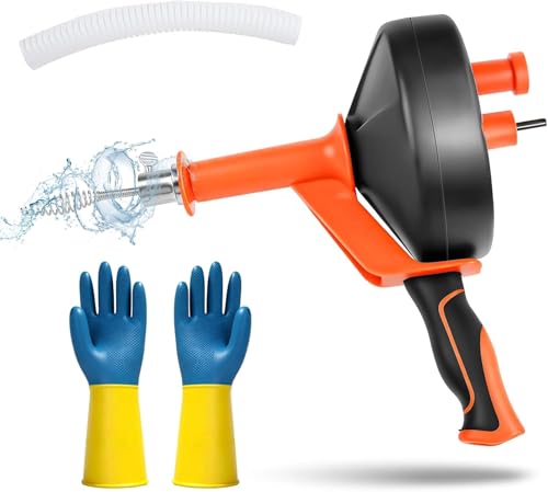 10M Professional Drain Pipe Spring for Sink and Drain, Electric & Manual Drainage Pipe with Drill Attachment for Kitchen, Bathroom, Toilet