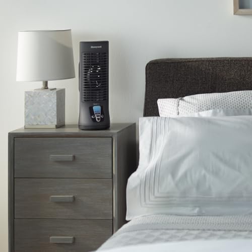 Honeywell QuietSet Personal Table Fan, Oscillating Personal Desk Fan with Quiet Operation, 4 Levels of Power and Sound, Black, HTF210B