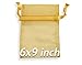 COTOSEY Gold 60Pcs Sheer Organza Drawstring Pouches Gift Bags 6x9 Inches (Gold 60Pcs 6x9)
