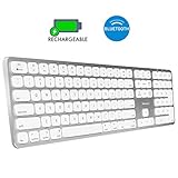 Macally Bluetooth Wireless Keyboard for Mac Mini, iMac Pro/iMac, MacBook Pro/Air, Apple Computer Laptops, iPad, iPhone - Slim Full-Size Metal Frame & Extended Numeric Keypad (US English) - Silver