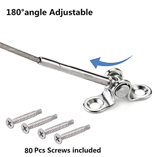 Senmit 20 Pack Stainless Steel Cable Railing Kits Fitting 1/8" Stainless Steel Cable, Toggle Turnbuckle & End for Deck Railing