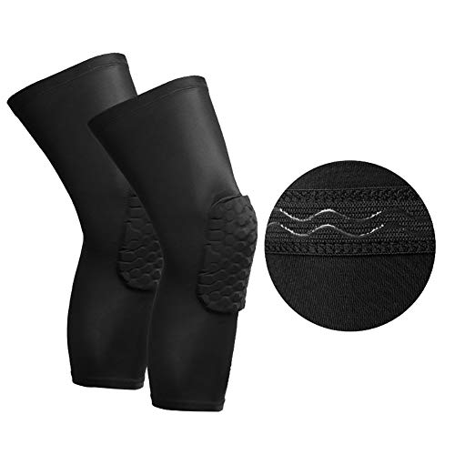HNYG Anti-Collision Cellular Kneepad Basketball Sports Football Protective Gear Kneepads Long Protection Super Elastic Breathable Knee Compression Sleeve Running, Squats, Sports A795 (1 PCS, Large)