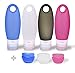 Travel Silicone Bottles Refillable Toiletries Containers Portable Squeezable Tube Set with 3 Cream Jar for Shampoo Lotion Sauce for Travel, Gym,TSA Approved (4 Colors + 3 Cream Jars)