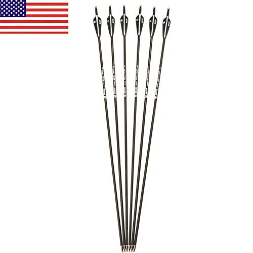 E-ROCK 28 Inch Carbon Archery Arrows, Spine 500 with Removable Tips, Hunting and Target Practice Arrows for Compound Bow and Recurve Bow, 6 Pack