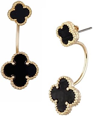 Aaishwarya Ritzy Black Clover Ear Jackets For Women & Girls