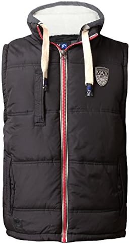 Max Edition Men's Gilet Bodywarmer Hoodie Contrast Hood Sleeveless Jacket Small Black