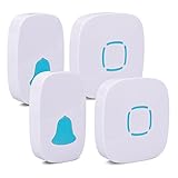 ZOADLE Musical Wireless Doorbell Kit with 2 Plug in Receivers and 2 Waterproof Push Buttons- Remote Range Up to 1000ft/300m, LED Light, 36 Chimes, 4-Level Adjustable Volume