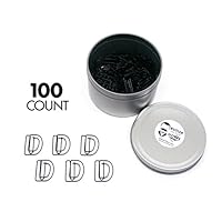 Butler in the Home Pick Your Favorite A-Z Alphabet Letter or 0-9 Number - 100 Count Black Colored Paper Clips for Initials or Birthdate - Comes in Round Tin with Lid and Gift Box (Letter D)